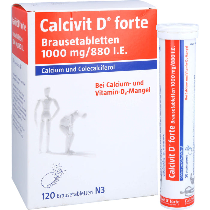 Calcivit D forte Brausetabletten 1000 mg / 880 I.E. bei Calcium und Vitamin-D3-Mangel, 120 pcs. Tablets