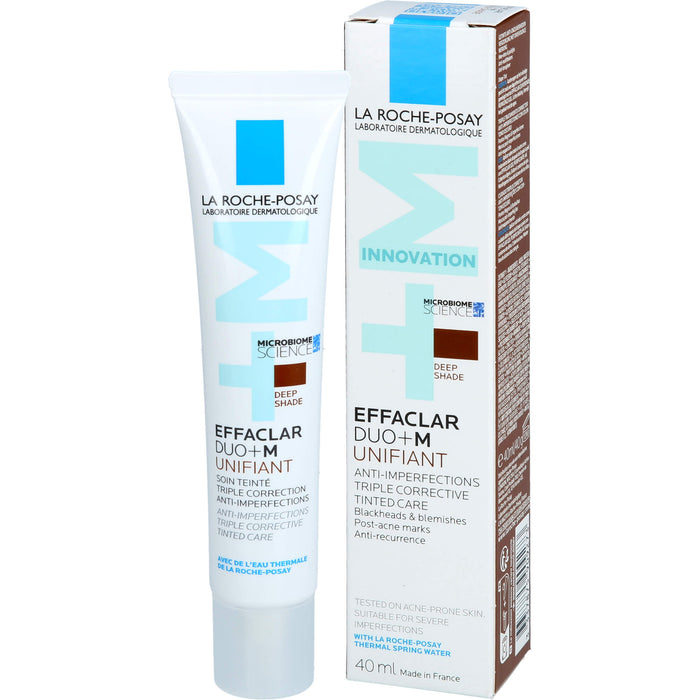 La Roche-Posay Effaclar Duo+M Unifiant getönte, dreifach tiefenwirksame Pflege gegen Unreinheiten dunkler Farbton, 40 ml Cream