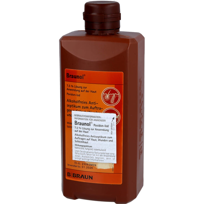 Braunol alkoholfreies Antiseptikum zum Auftragen auf Haut, Wunden und Schleimhaut, 500 ml Solution