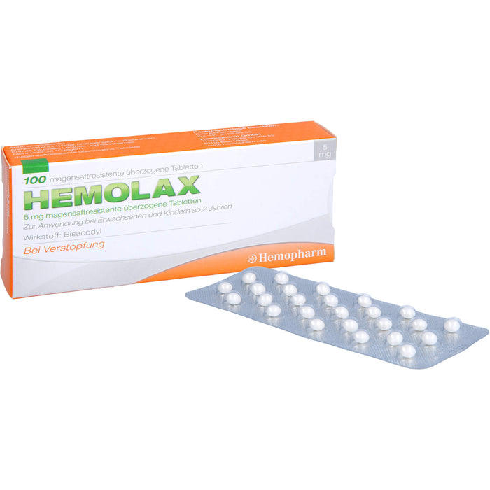 Hemolax 5 mg Tabletten bei Verstopfung, 100 pcs. Tablets