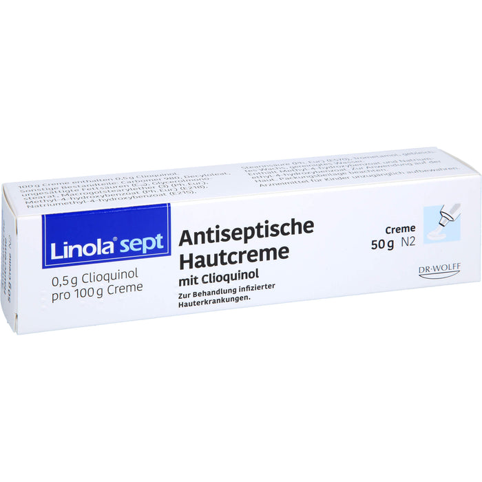 Linola sept antiseptische Hautcreme mit Clioquinol bei abgeschürfter, entzündeter oder eitriger Haut, 50 g Crème
