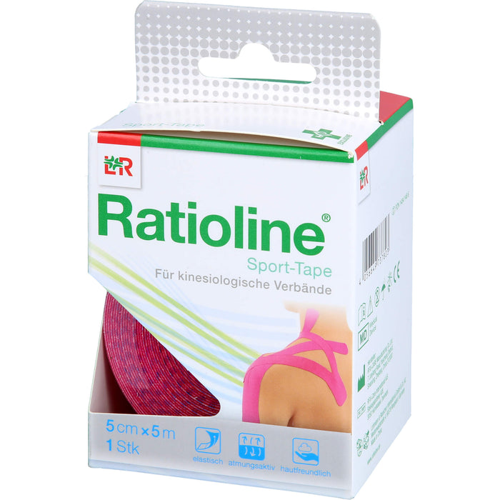 Ratioline Sport-Tape 5 cm x 5 m pink für kinesiologische Verbände, 1 pcs. dressing