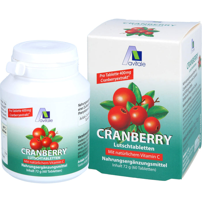 Avitale Cranberry Lutschtabletten mit natürlichem Vitamin C, 60 pc Tablettes
