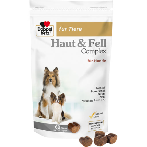 Doppelherz für Tiere Haut & Fell Complex Kautabletten für Hunde, 60 St. Tabletten