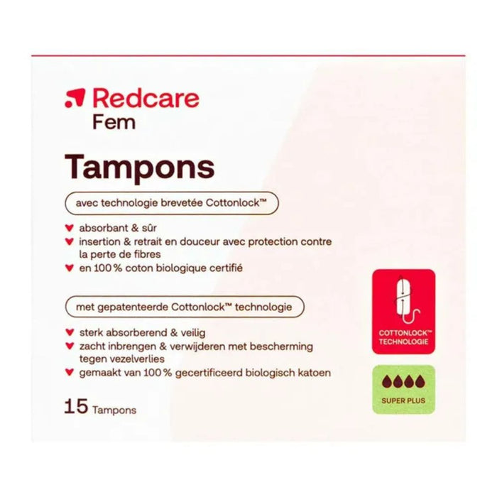 Redcare Fem Tampons Super Plus saugstark & sicher, 15 pc Tampons
