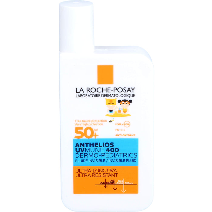 La Roche-Posay Anthelios UV MUNE 400 Dermo-Pediatrics Invisible Fluid LSF 50+ für die empfindliche, zu Neurodermitis neigende Kinderhaut, 50 ml Lösung