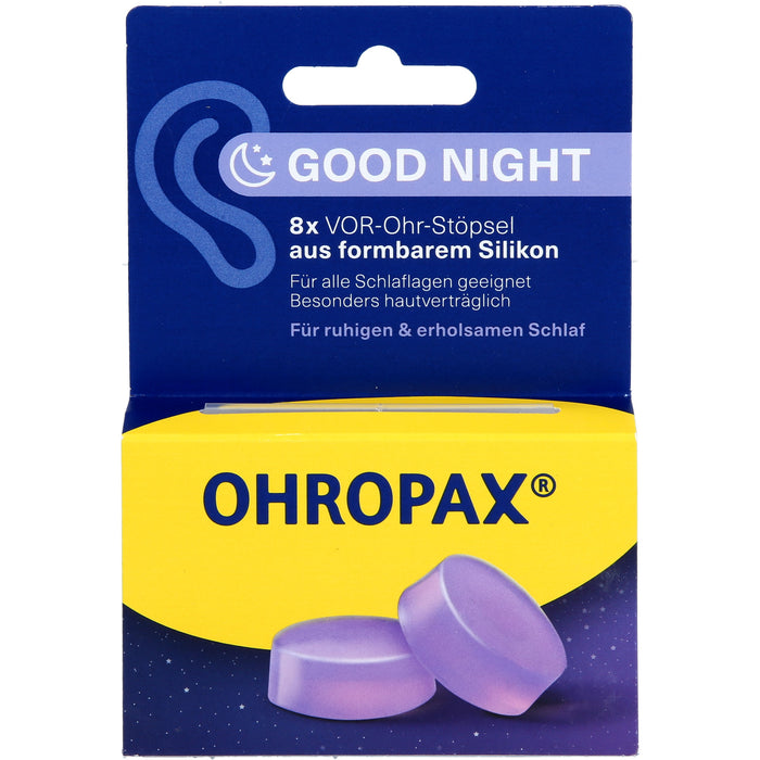 OHROPAX Good Night Silikon Vor-Ohr Stöpsel, 8 St. Ohrstöpsel