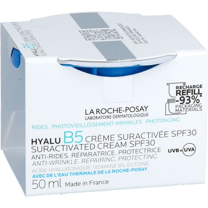 La Roche-Posay Hyalu B5 Suractivated Cream LSF 30 Anti-Falten-Pflege, regenerierend, schützend Nachfüllpack, 50 ml Creme