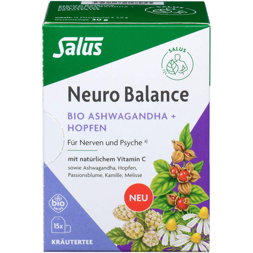 Salus Neuro Balance Bio Ashwagandha + Hopfen Tee, 15 St. Filterbeutel