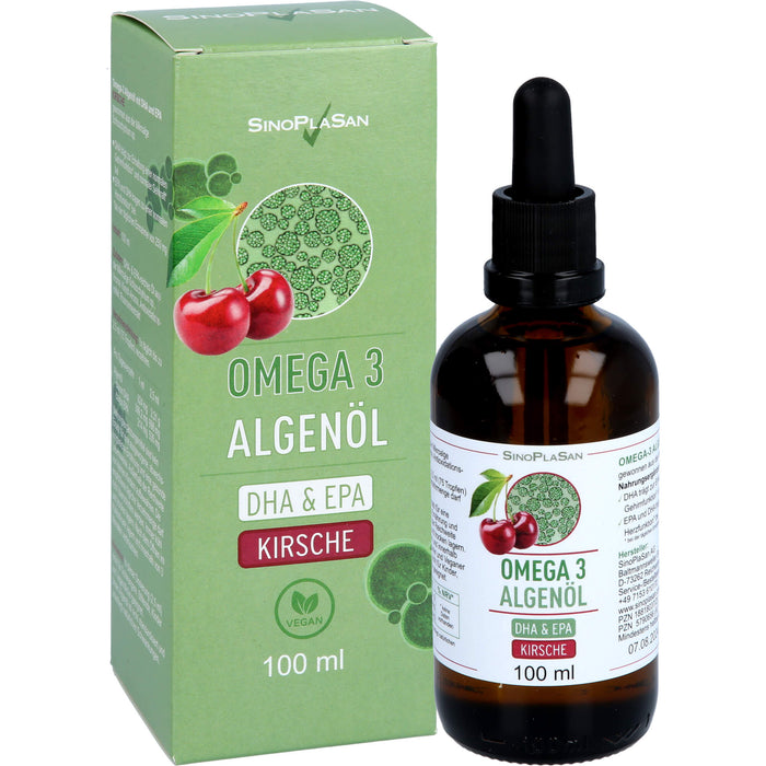 SinoPlaSan Omega 3 Algenöl DHA + EPA Lösung Kirsche, 100 ml Tropfen