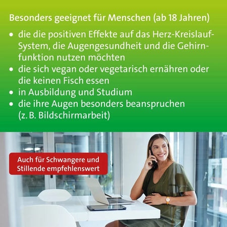 Omega-3 Hevert pflanzlich für eine gesunde Herzfunktion, Gehirnleistung und Sehkraft, 60 St. Kapseln