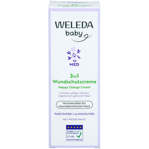 WELEDA	Baby Med 3in1 Wundschutzcreme weiße Malve für hochsensible und sehr trockene Haut, 50 ml Creme