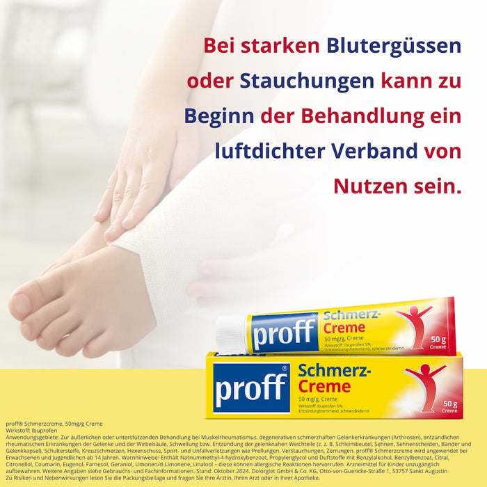 proff Schmerzcreme mit Ibuprofen – zur äußerlichen Behandlung von Muskel-, Gelenk- und Rückenschmerzen bei rheumatischen Erkrankungen oder nach Sport- und Unfallverletzungen, 50 g Crème