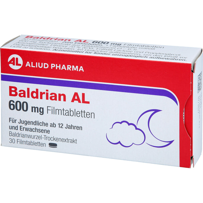ALIUD PHARMA Baldrian AL 600 mg Filmtabletten zur Linderung von leichter nervöser Anspannung und Schlafstörungen, 30 pcs. Tablets