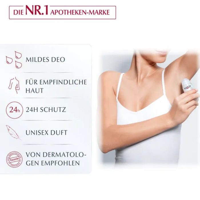 Eucerin Deodorant für empfindliche Haut 24 h Roll-on, 50 ml Solution