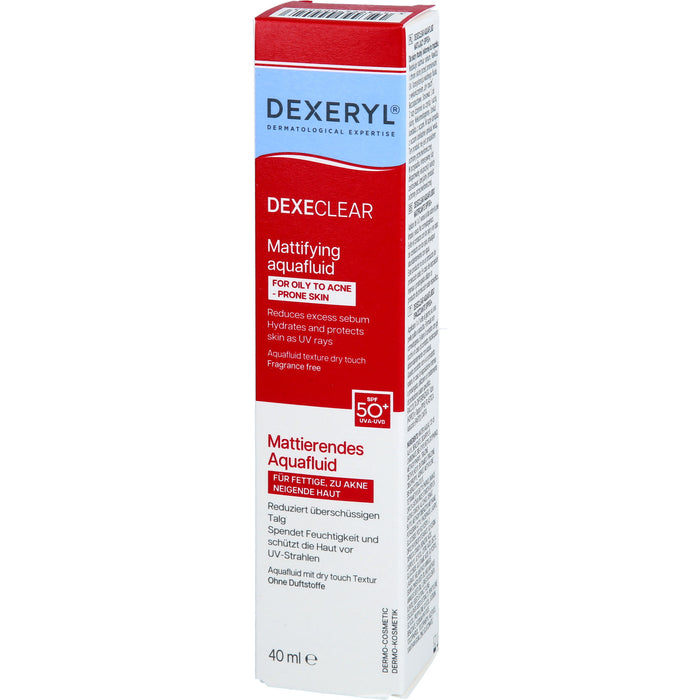 DEXECLEAR mattierendes Aquafluid SPF 50+ bei unreiner Haut, Pickeln und zu Akne neigende Haut, 40 ml Creme