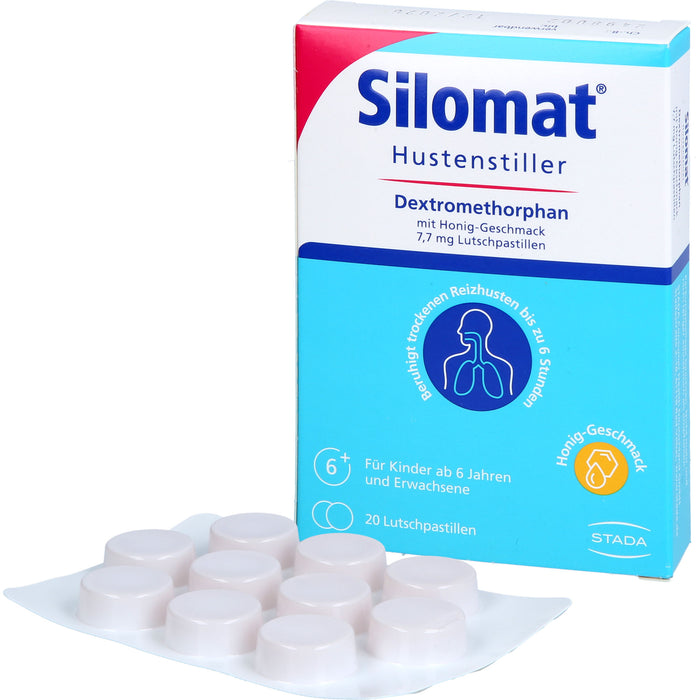 Silomat Hustenstiller Lutschpastillen mit Dextromethorphan gegen Reizhusten mit Honiggeschmack, 20 St. Pastillen