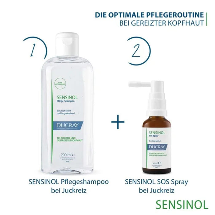 DUCRAY SENSINOL Pflegeshampoo bei Juckreiz und gestresster Kopfhaut, 200 ml Shampoing