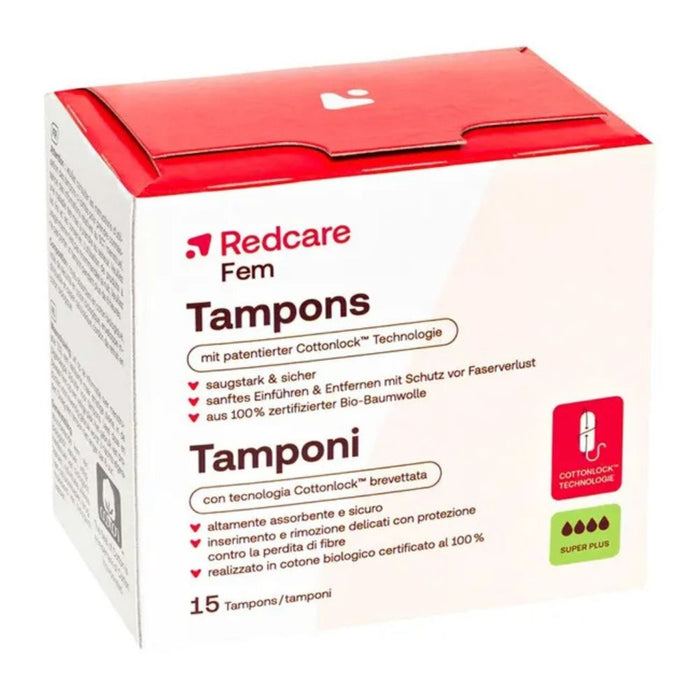 Redcare Fem Tampons Super Plus saugstark & sicher, 15 pc Tampons
