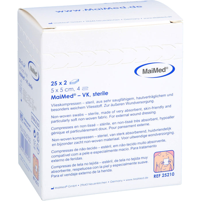 MaiMed Vlieskompressen 5 x 5 cm 4-fach steril, 50 pcs. Compresses