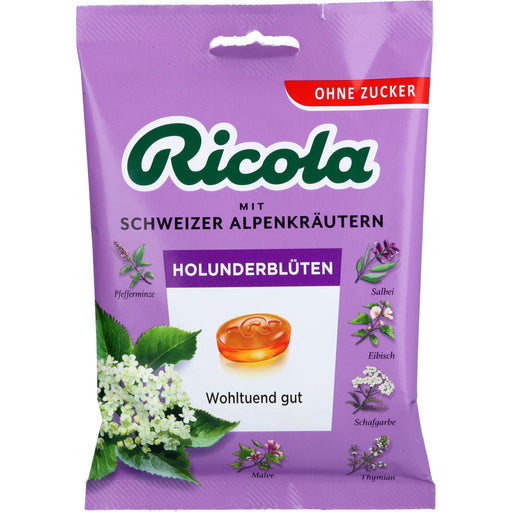 Ricola Holunderblüten Schweizer Kräuterbonbon ohne Zucker, 75 g Bonbons