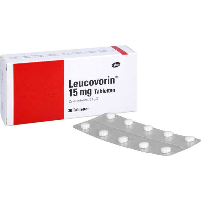 Leucovorin 15 mg Tabletten zur Vorbeugung von Vergiftungserscheinungen und bei Folsäuremangel, 30 pcs. Tablets