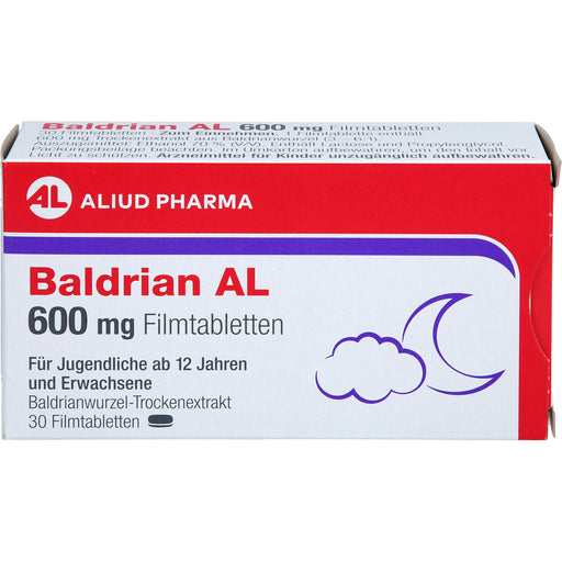 ALIUD PHARMA Baldrian AL 600 mg Filmtabletten zur Linderung von leichter nervöser Anspannung und Schlafstörungen, 30 St. Tabletten
