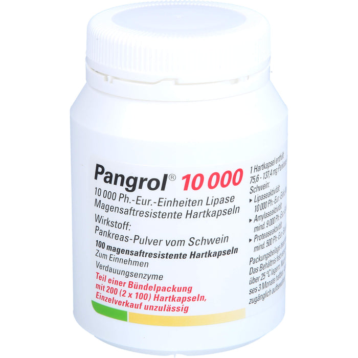 Pangrol  10 000, 10 000 Ph.-Eur.-Einheiten Lipase Magensaftresistente Hartkapseln, 200 St. Kapseln