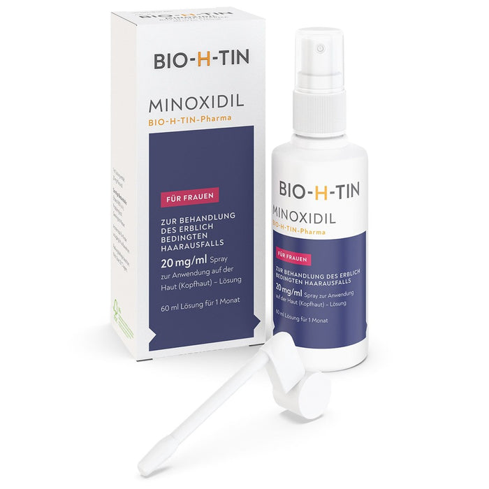 Minoxidil BIO-H-TIN Pharma 20 mg/ml für Frauen zur Behandlung bei erblich bedingtem Haarausfall, 60 ml Solution