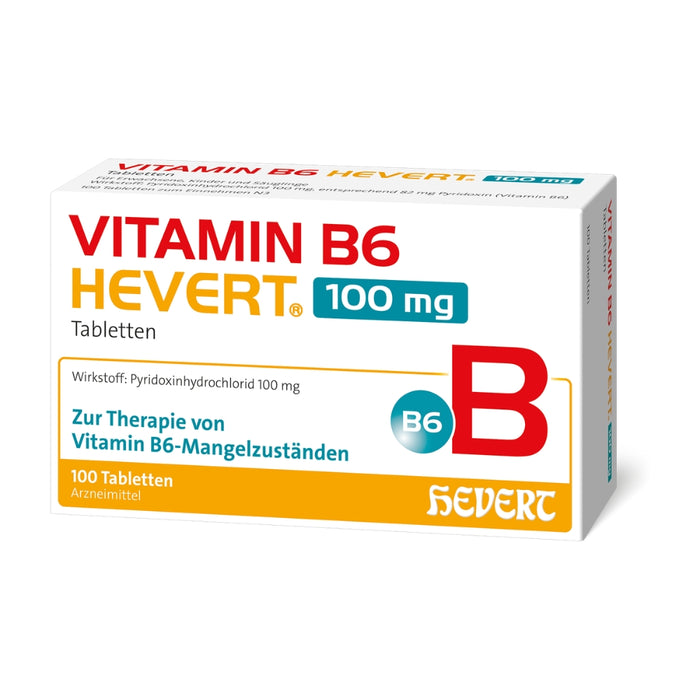 Hevert Vitamin B6 100 mg Tabletten zur Therapie von Vitamin B6-Mangelzuständen, 100 St. Tabletten