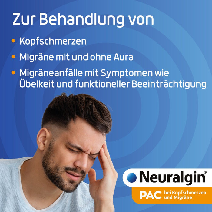 Neuralgin PAC  3-fach Wirkstoffkombination für schnelle Linderung bei Kopfschmerzen und Migräne, 20 pcs. Tablets