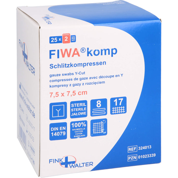 FIWA komp Schlitzkompressen steril 7,5 x 7,5 cm 8-fach, 50 pcs. Compresses