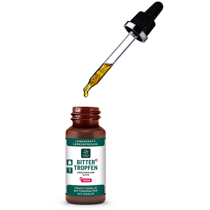 Lemon Pharma Bittertropfen mit Cholin - 23 ausgewählte Kräuter für natürliche Balance und ein gutes Bauchgefühl, 30 ml