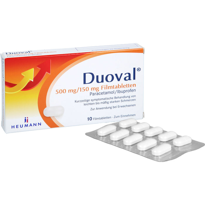 Duoval 500 mg Paracetamol / 150 mg Ibuprofen Filmtabletten, 10 pcs. Tablets
