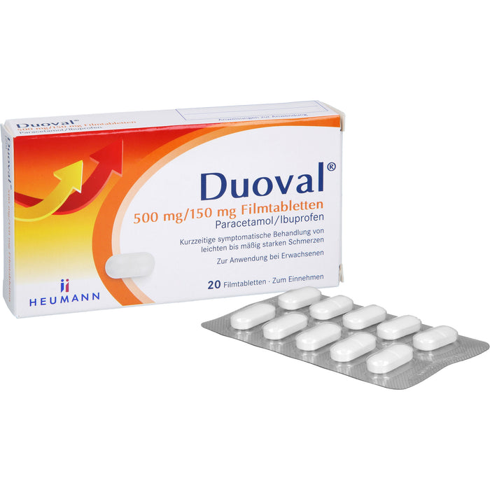Duoval 500 mg Paracetamol / 150 mg Ibuprofen Filmtabletten, 20 pc Tablettes