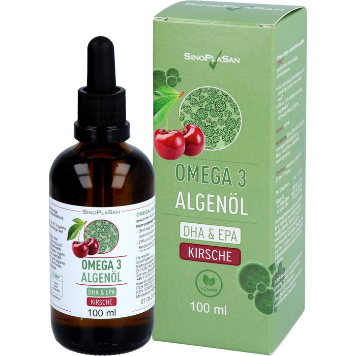 SinoPlaSan Omega 3 Algenöl DHA + EPA Lösung Kirsche, 100 ml Tropfen