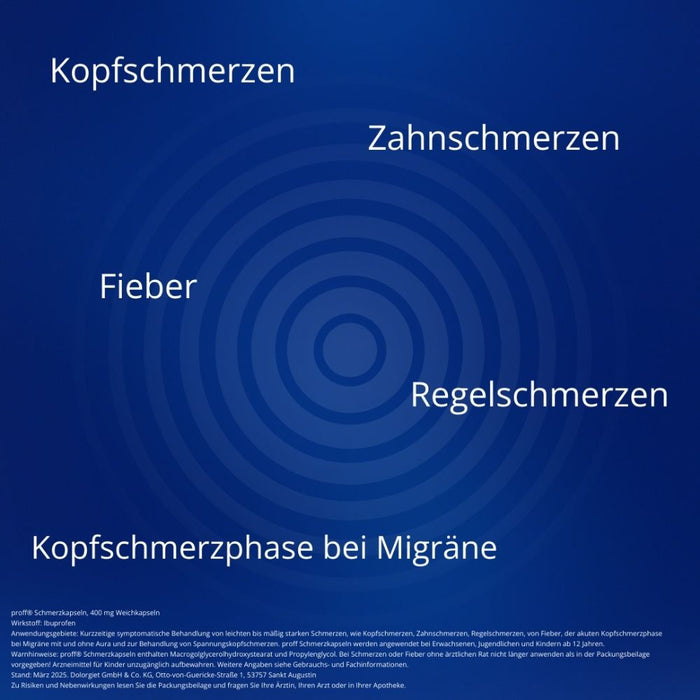 proff 400 mg Ibuprofen Schmerzkapseln bei Schmerzen und Fieber, 10 pcs. Capsules