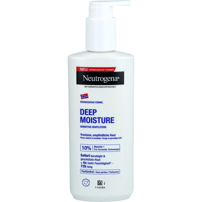 Neutrogena norwegische Formel Deep Moisture Sensitive Bodylotion für trockene, empfindliche Haut, 250 ml Lotion