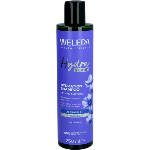 WELEDA Hydra Shine Feuchtigkeits Shampoo mit Hyaluronsäure und Alpen-Lein für trockenes Haar, 250 ml Shampoo