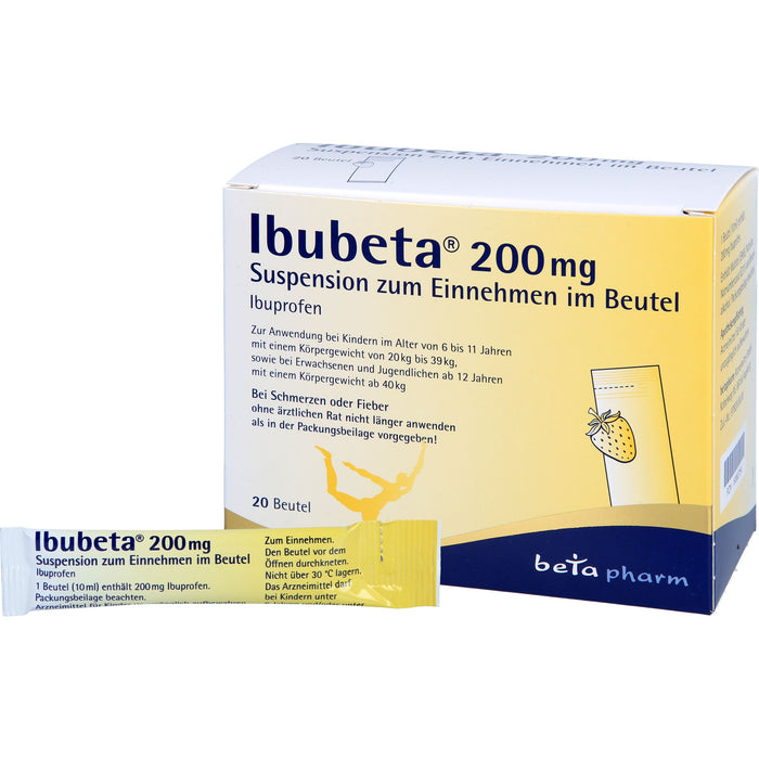 Ibubeta 200 mg Suspension bei Schmerzen oder Fieber, 20 pcs. Sachets