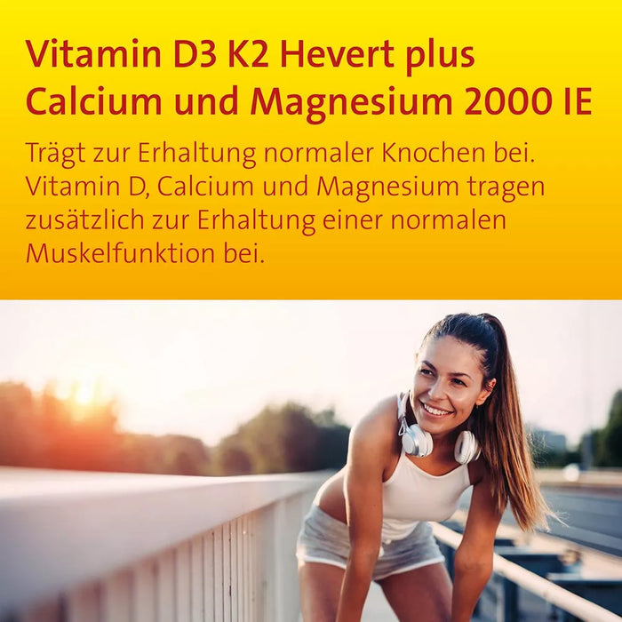 Vitamin D3 K2 Hevert plus Calcium und Magnesium 2000 IE, 60 St., 60 pcs. Capsules