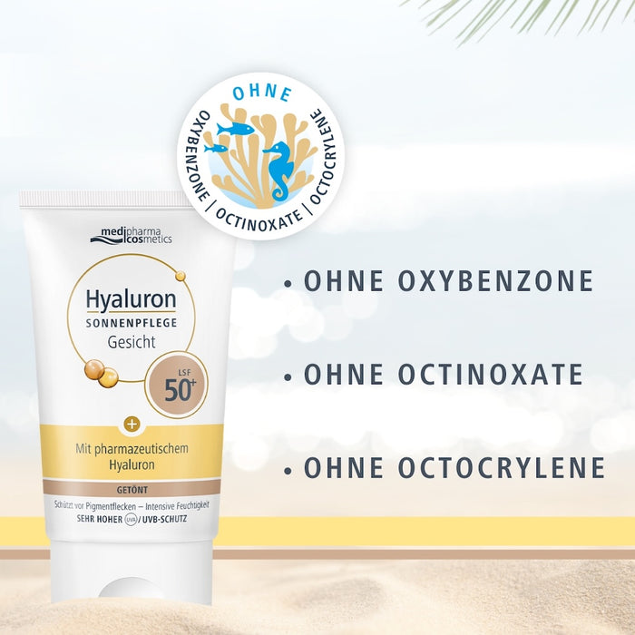 Medipharma Cosmetics Hyaluron Sonnenpflege Gesicht getönt LSF 50+, 50 ml Cream