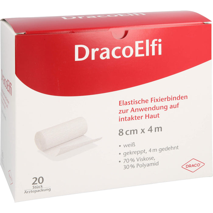 DRACO ELFI elastische Fixierbinde gekreppt 4 m x 8 cm weiß, 20 pc Bandage
