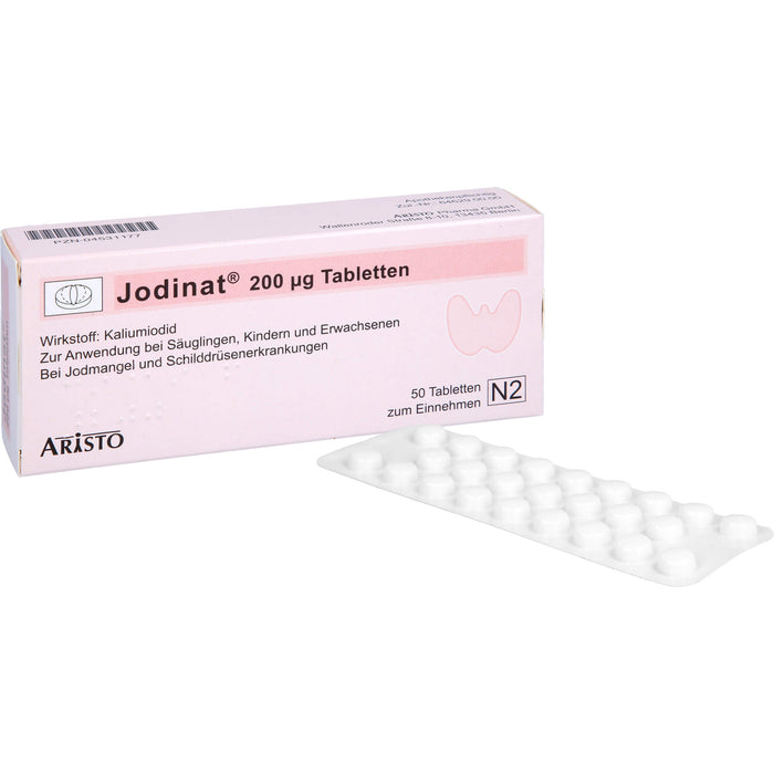 Jodinat 200 µg Tabletten bei Jodmangel und Schilddrüsenerkrankungen, 50 pc Tablettes