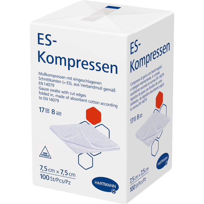 ES-Kompressen unsteril 8fach 7,5 x 7,5 cm, 100 pcs. Compresses