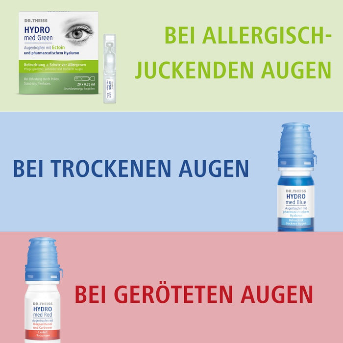 DR. THEISS Hydro med Green Augentropfen mit Ectoin zur Befeuchtung, 20 pcs. Single-dose pipettes