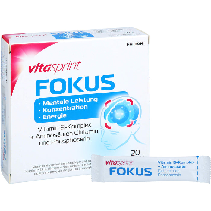 Vitasprint Fokus Direktsticks Vitamin B5 für mentale Leistungsfähigkeit, Konzentration und Energie, 20 pc Sachets