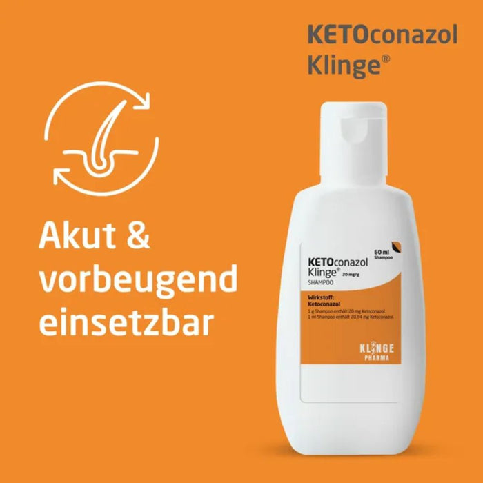 KLINGE Ketoconazol 20 mg/g Shampoo zur  Behandlung von Infektionen der Kopfhaut, 60 ml Shampoing