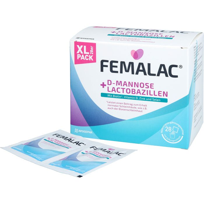 FEMALAC D-Mannose + Lactobazillen Pulver zum Erhalt normaler Schleimhäute, 28 pc Sachets