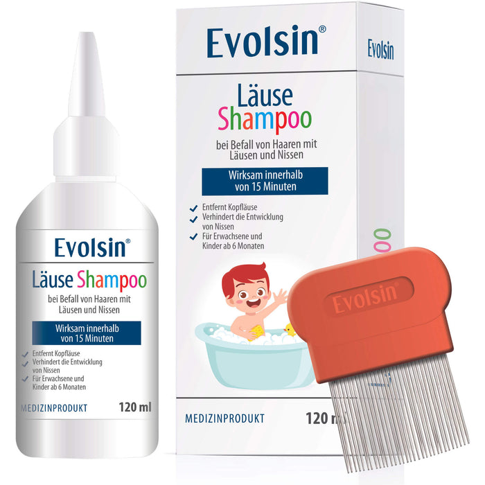Evolsin Läuseshampoo mit Läusekamm, 120 ml Shampoing